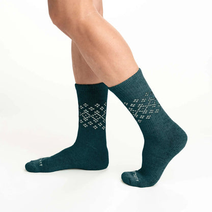 Women's Midweight Synthetic-Wool Blend Fairisle Crew Sock 2-Pack