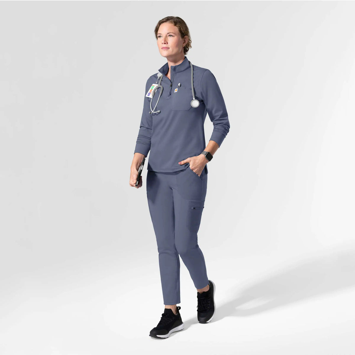 Women's Force Cross-Flex Knit Long Sleeve Quarter Zip Scrub Top