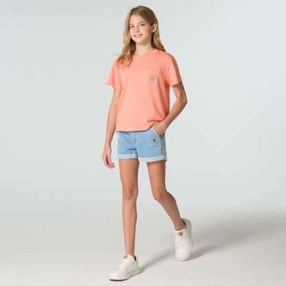 Girls' Short Sleeve Re-Engineered Garment Dye Pocket T-Shirt (Child/Toddler/Youth)