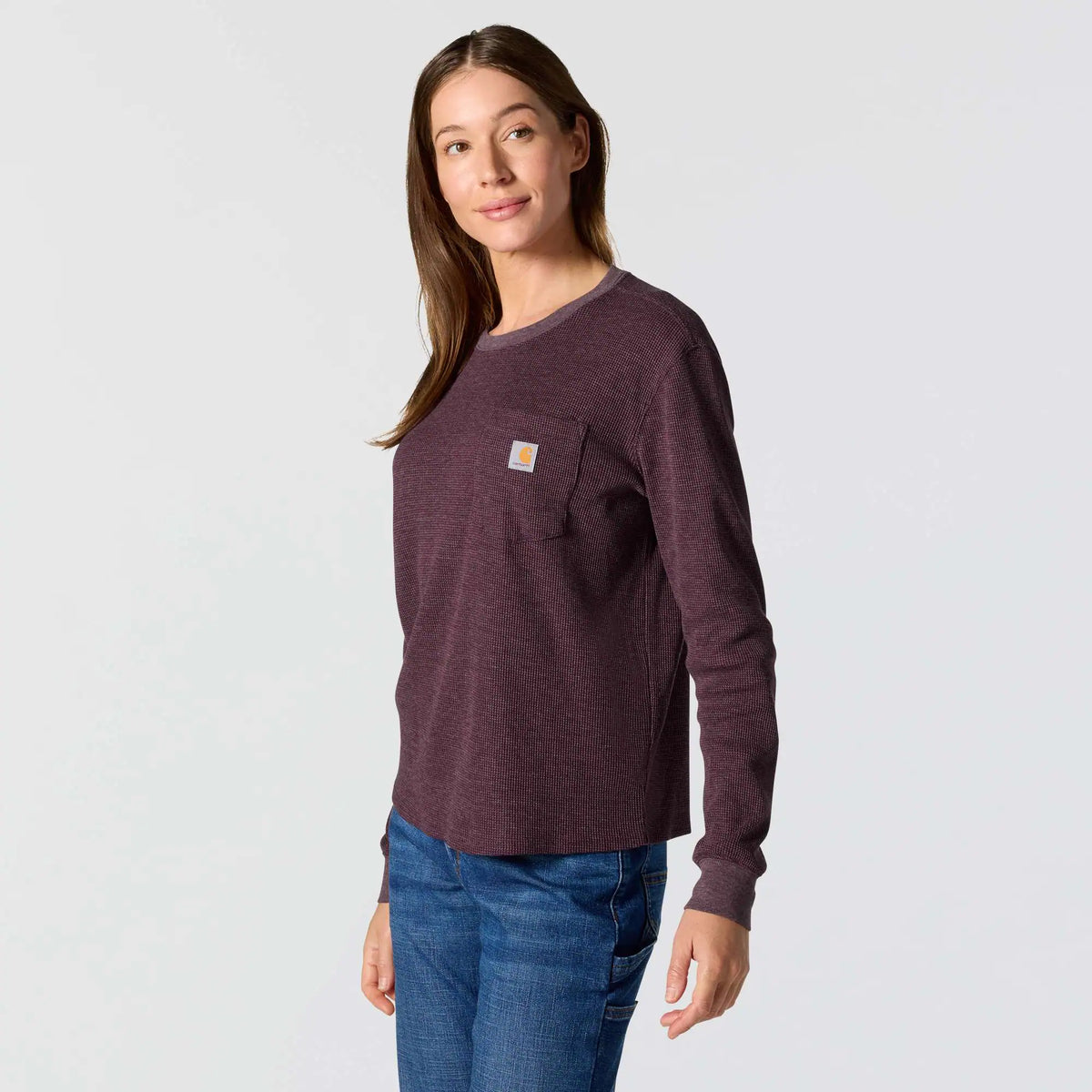 Women's Waffle Knit Loose LS T-Shirt