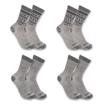Women's Heavyweight Synthetic-Wool Blend Crew Sock 4-Pack