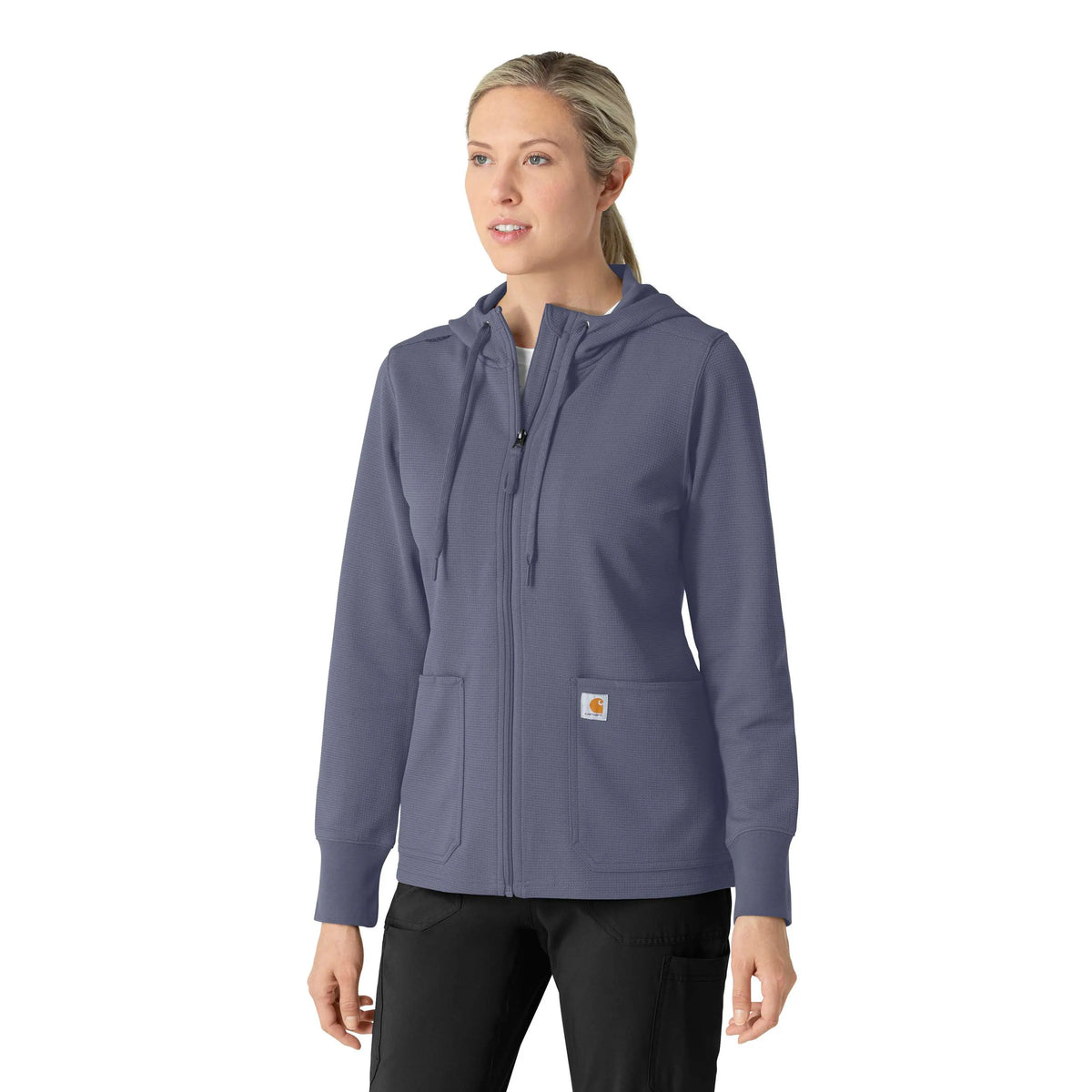 Women's Full Zip Waffle Scrub Hoodie